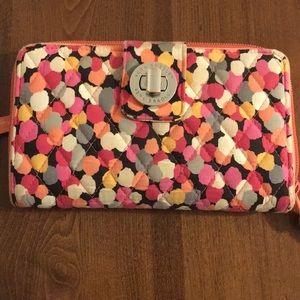 Vera Bradley pink confetti turn lock wallet